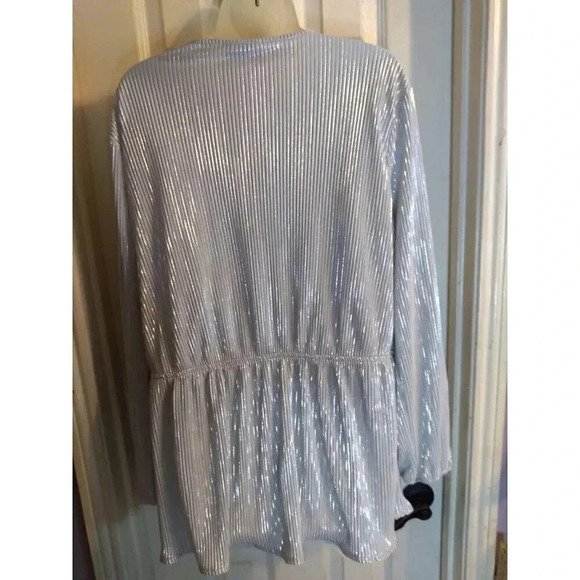 Jolie And Joy Top Silver Metalic Thread Elastic Waist Sz 2X - Picture 5 of 10